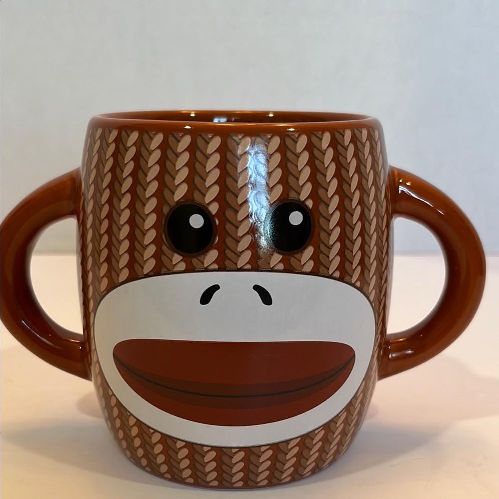 Brown Monkey Face Mug double handled USED